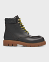 BOTTEGA VENETA MEN'S HADDOCK LEATHER LACE-UP BOOTS