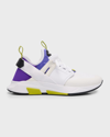 Tom Ford Man Sneakers White Size 11 Textile Fibers In Purple/off