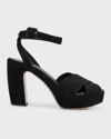 Miu Miu Suede Crisscross Platform Sandals In Nero