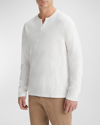 Vince Slub Split Neck Long Sleeve Shirt In Optic White