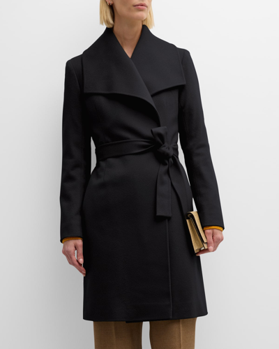 Fleurette Jordy Belted Wool Wrap Coat In Black