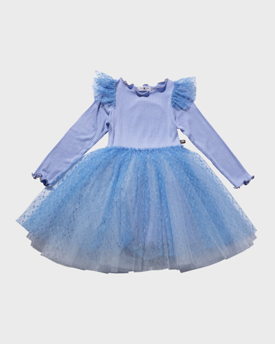 Petite Hailey Kids' Girl's Frill Diamond Combo Tutu Dress In Blue