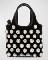 Balmain Small Grocery Polka Dot Embellished Top-handle Bag In Eaw Noir Cristal