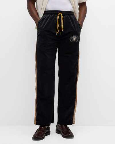 Rhude Men's Velvet Crest Side-stripe Track Pants In Multicolor