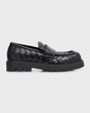 Bottega Veneta Haddock Intrecciato Leather Loafers In Black