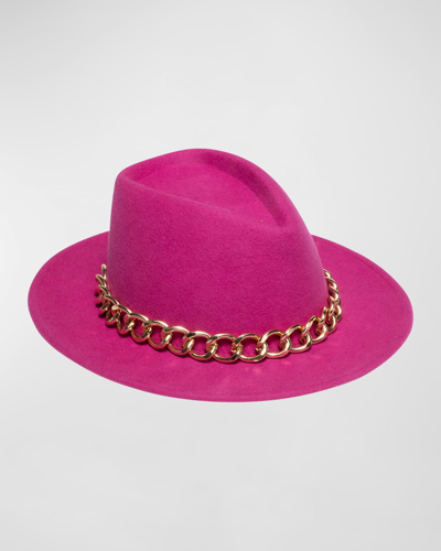 Eugenia Kim Blaine Wool Fedora With Chain In Pink