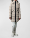 Mackage Farren Detachable-hood Lightweight Down Coat In Trench