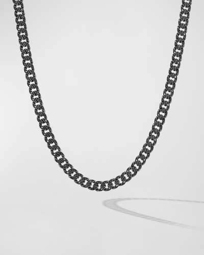 David Yurman Men's Curb Chain Necklace With Diamonds In Silver, 6mm, 24"l In Black Diamond