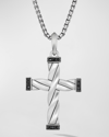 DAVID YURMAN MEN'S DY HELIOS CROSS PENDANT WITH DIAMONDS IN SILVER, 48MM