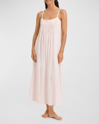 Hanro Juliet Pleated Gown In Pink Mauve
