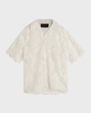 Simone Rocha Men's Relaxed Corded Lace Camp Shirt In Ivory