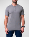 Maceoo Core Short Sleeve Henley In Grey
