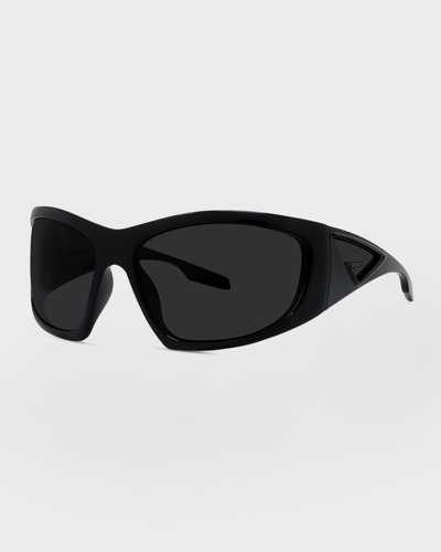 Givenchy Men's 56mm Mirrored Acetate Sunglasses In Crystal Smoke Mirror