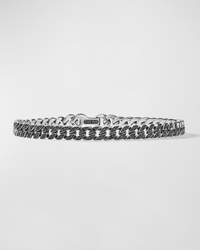 David Yurman Men's Curb Chain Bracelet With Diamonds In Silver, 6mm In Black Diamond