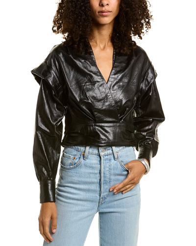 Iro Tilka Leather Top In Black