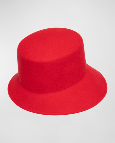 Eugenia Kim Ruby Asymmetric Wool Bucket Hat In Red