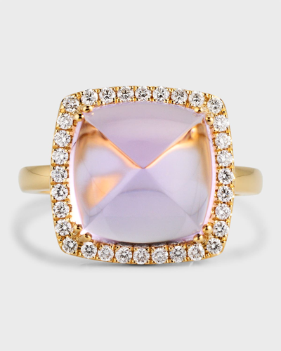 David Kord 18k Yellow Gold Ring With Amethyst And Diamonds In Purple
