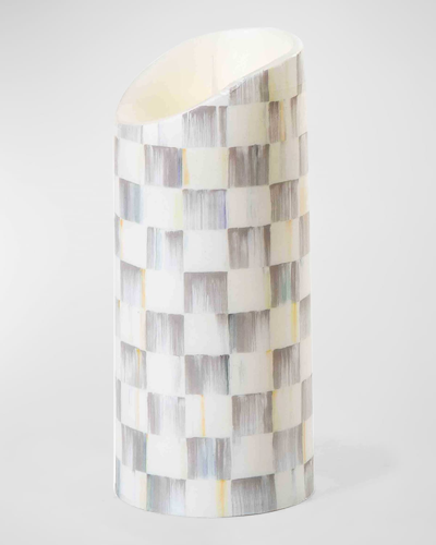 Mackenzie-childs Sterling Check Flickering Pillar Candle, 7"