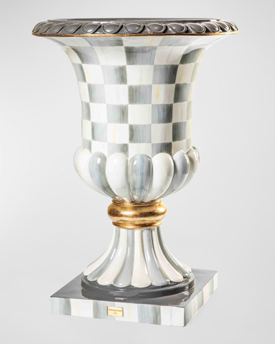 MACKENZIE-CHILDS STERLING CHECK PEDESTAL URN