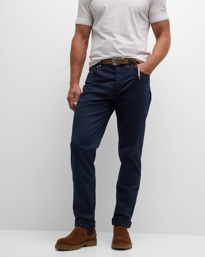 Brunello Cucinelli Men's American Pima Italian-fit Chino Trousers In Blue