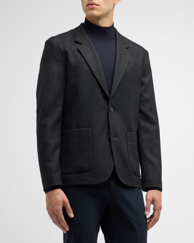Vince Men's Solid Flannel Blazer In H Black