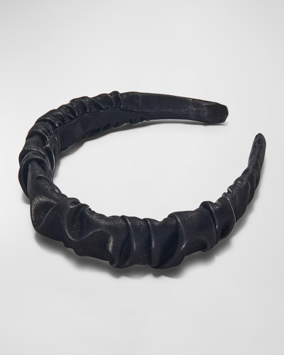 Lele Sadoughi Faux Leather Kelly Headband – 墨黑 In Black