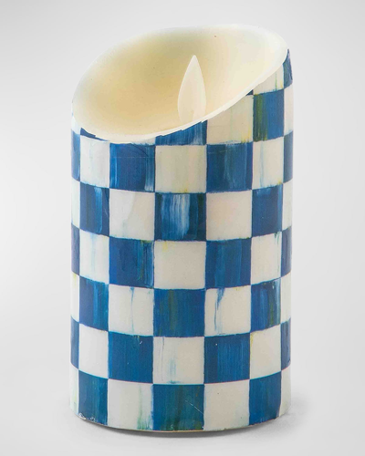 Mackenzie-childs Royal Check Flickering Pillar Candle, 5"