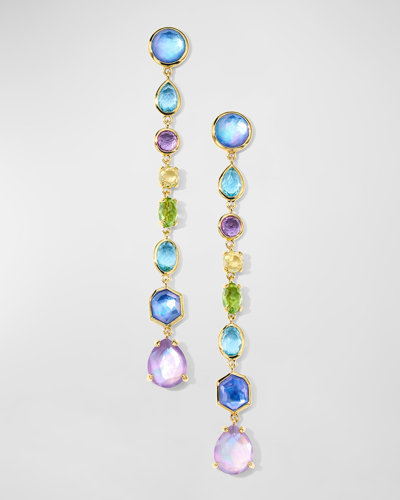 Ippolita 18k Gold Rock Candy 8-stone Linear Drop Earrings In Alpine
