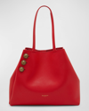 Balmain Emblem Leather Shopping Tote Bag In 3kb Rouge Vif