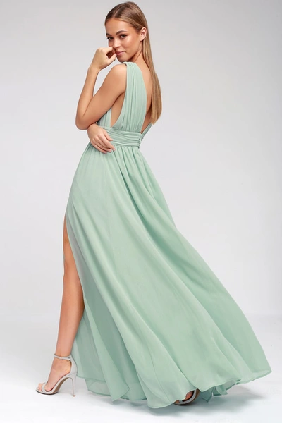 Lulus Heavenly Hues Sage Brush Maxi Dress In Mint Green