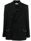 Off-white Virgin Wool Double-breasted Blazer In Black
