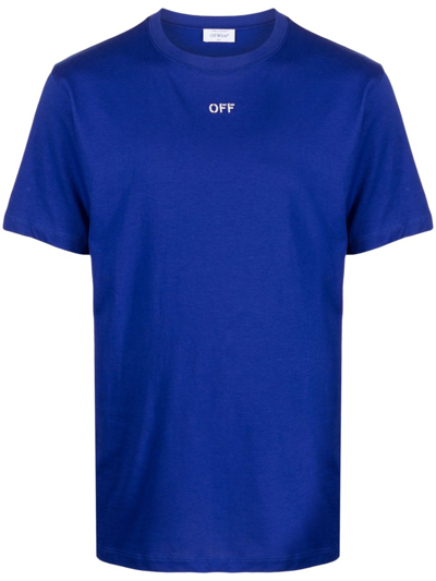 Off-white Logo-print Cotton-jersey T-shirt In Blue