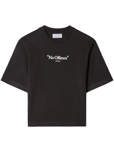 Off-white Slogan-print Cotton T-shirt In Black