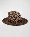 Eugenia Kim Blaine Leopard Wool Fedora In Camel Brown