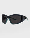 Givenchy Men's Giv Cut Rectangle Sunglasses In Light Green Smoke