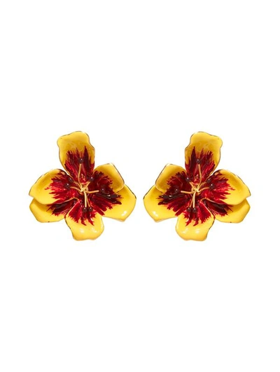 Oscar De La Renta Broken Tulip Enameled Earrings In Yellow