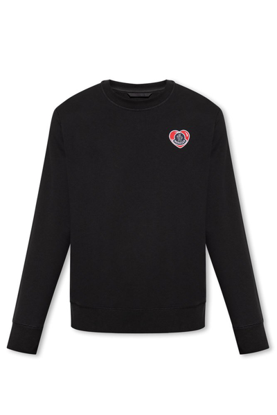 Moncler Logo-patch Cotton Sweatshirt In Black