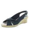 Easy Street Maureen Womens Faux Leather Slingback Espadrille Heels In Black