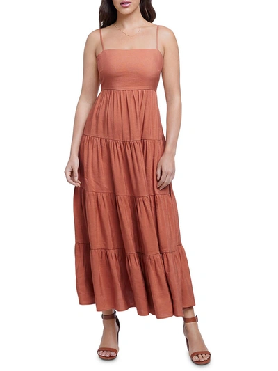 L Agence L'agence Veda Linen-blend Tiered Midi Dress In Red