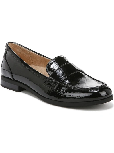 Naturalizer Milo Womens Leather Slip On Loafers In Black Faux Patent