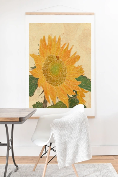 Deny Designs Sewzinski Sunflower And Bee Art Print With Oak Hanger