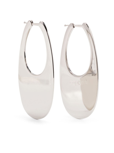 Coperni Large Swipe Logo-debossed Earrings In Silver