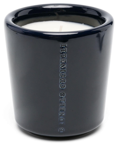 Brunello Cucinelli Maxi Logo-debossed Scented Candle (733g) In Blue