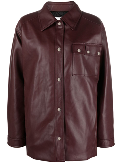 Iceberg Faux-leather Shirt Jacket In Red
