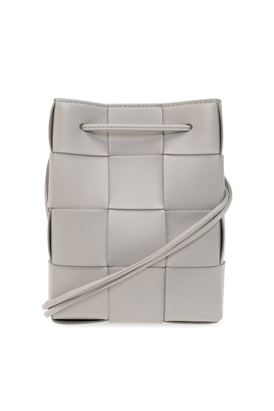 Bottega Veneta Small Cassette Drawstring Shoulder Bag In Grey