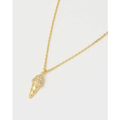 Estella Bartlett Pave Silver Ice Cream On Gold Cone Pendant Woman Necklace Gold Size - Brass In Neutrals