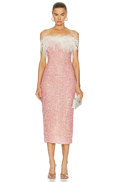 Rachel Gilbert Cami Sequin-embellished Feather Dress In Pink