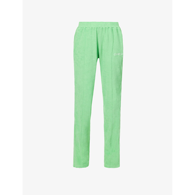 Sporty And Rich Rizzoli Embroidered Washed Cotton-terry Track Pants In Washed Kelly