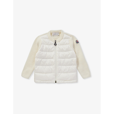 Moncler Babies'  Cream Brand-appliqué Padded Shell And Cotton Jacket 9-36 Months