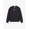 Claudie Pierlot Womens Bleus Brand-embroidered Dropped-shoulder Cotton Sweatshirt